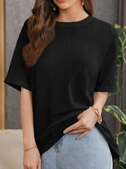 black  Oversized Waffle Knit t shirt