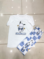 WHITE PANDA DESIGN NIGHT DRESS IN COTTON FABRIC - M.H fashion