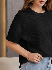 black  Oversized Waffle Knit t shirt