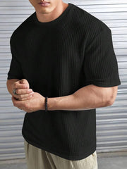 Black Oversized Waffle Knit t shirt