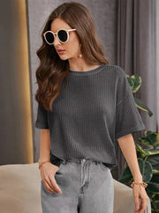 dark grey  Oversized Waffle Knit t shirt