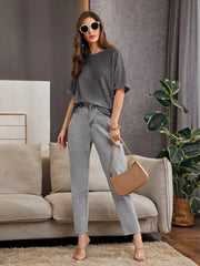 dark grey  Oversized Waffle Knit t shirt