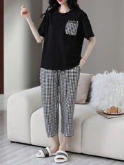 BLACK POCKET DESIGN NIGHT DRESS IN COTTON FABRIC - M.H fashion