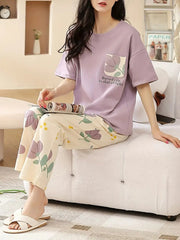 PURPLE POCKET DESIGN NIGHT DRESS IN COTTON FABRIC - M.H fashion