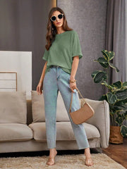 green  Oversized Waffle Knit t shirt