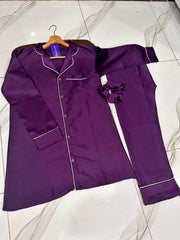 purple printed silk suit in premium fabric for girls and woman (M H 881) - M.H fashion