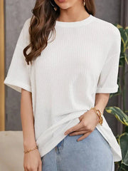 white Oversized Waffle Knit t shirt