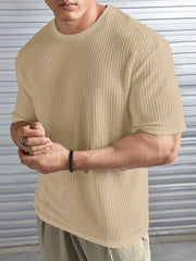 Cream color Oversized Waffle Knit t shirt  F