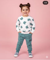 beautiful bear face printed kids suit