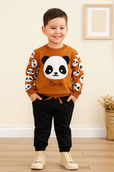 beautiful panda printed kids suit