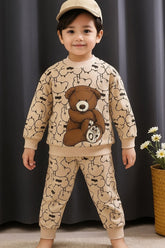 beautiful bear printed kids suit