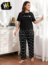 black heart and love printed night suit cotton jarsy fabric