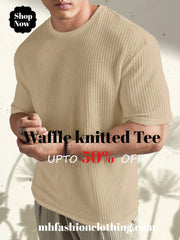 Cream color Oversized Waffle Knit t shirt  F