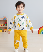 yellow pandas printed kids suit for winter