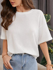 white Oversized Waffle Knit t shirt