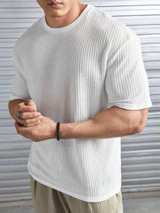 White Oversized Waffle Knit t shirt