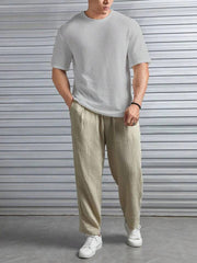 light grey  color Oversized Waffle Knit t shirt