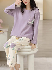 purple pocket design night suit premium fabric for girls and woman