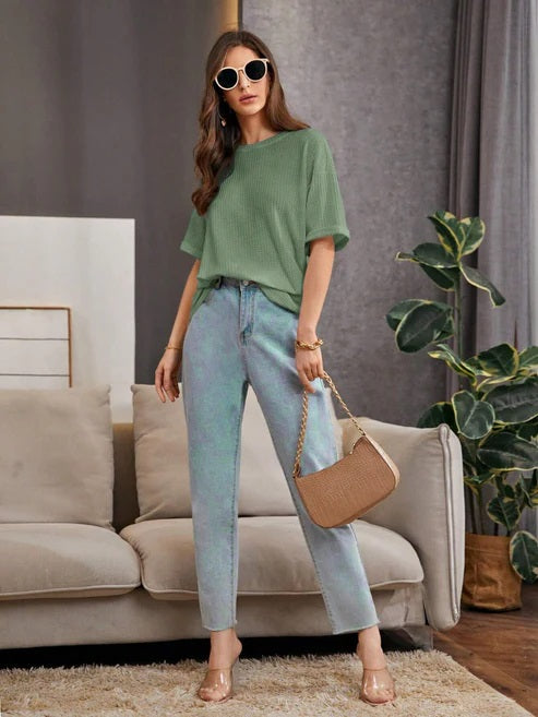 green  Oversized Waffle Knit t shirt
