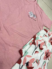 PINK WHITE FLOWER DESIGN NIGHT DRESS IN COTTON FABRIC - M.H fashion 