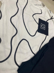 white and  black pocket  design night suit premium fabric for girls and woman - M.H fashion 