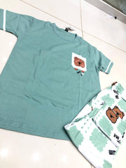 green pocket  design night suit premium fabric for girls and woman - M.H fashion 