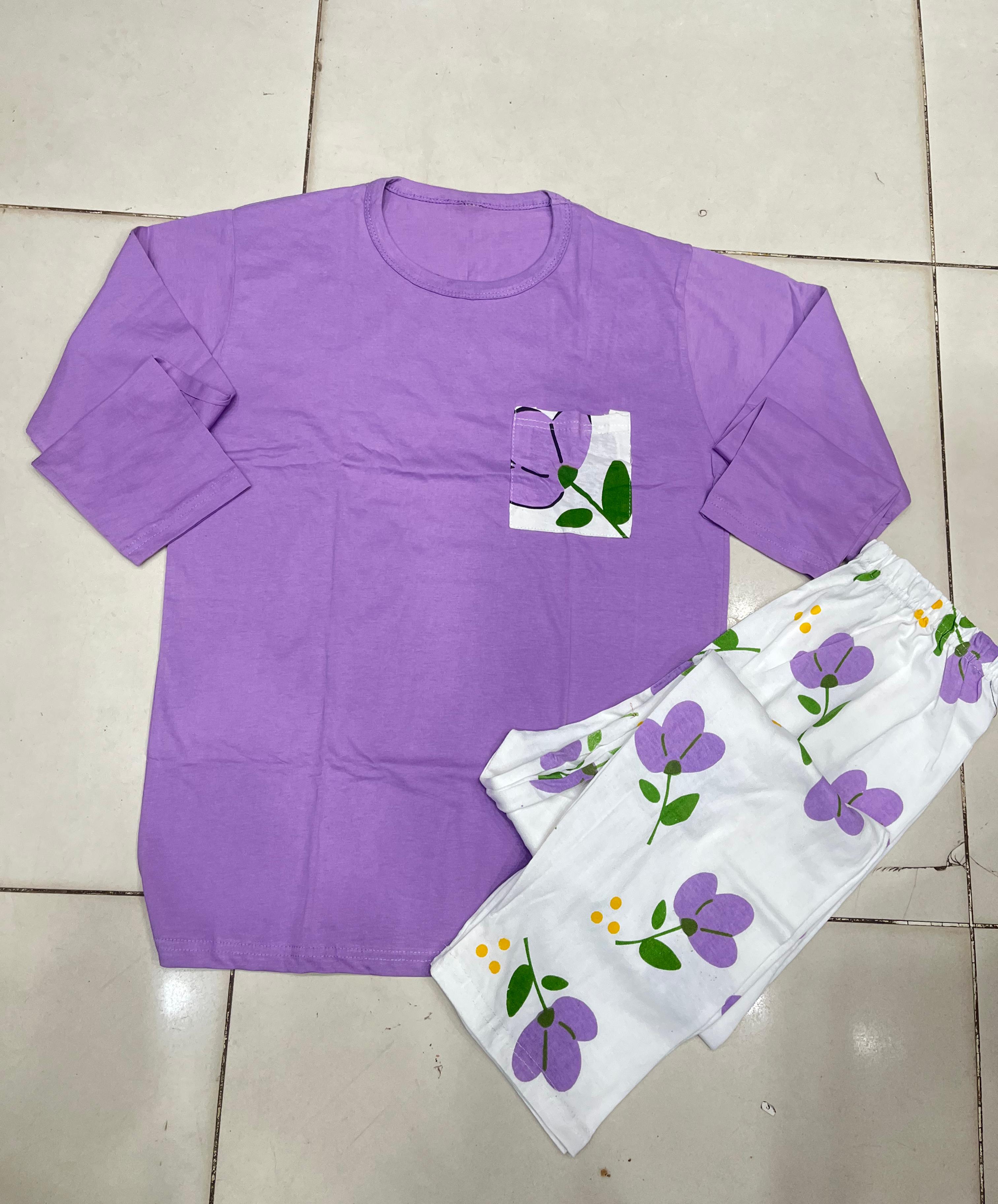 purple pocket design night suit premium fabric for girls and woman