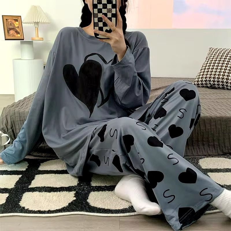 heart printed night suit fabric cotton jarsy - M.H fashion 