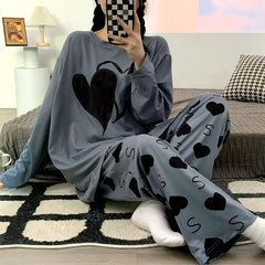 heart printed night suit fabric cotton jarsy - M.H fashion 