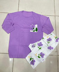 purple pocket design night suit premium fabric for girls and woman