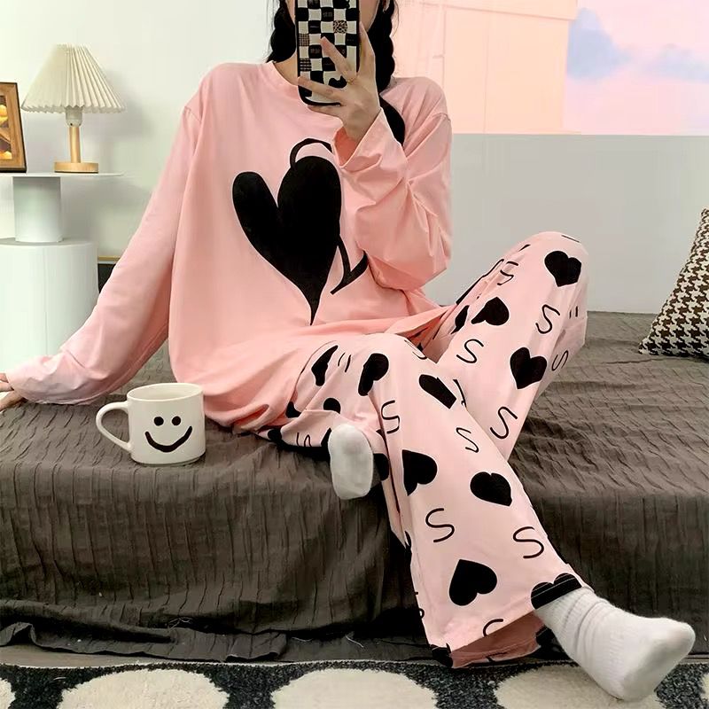 heart printed night suit fabric cotton jarsy - M.H fashion 