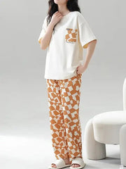 BROWN PAJAMA DESIGN NIGHT DRESS IN COTTON FABRIC - kkfashion
