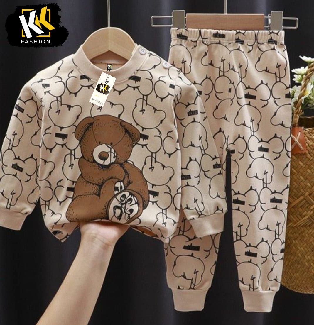beautiful bear printed  kids suit