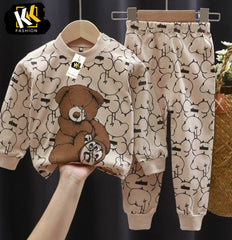 beautiful bear printed  kids suit