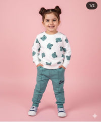 beautiful bear face printed  kids suit