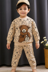 beautiful bear printed  kids suit