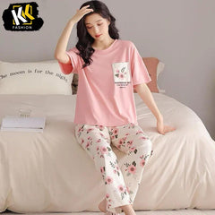flower printed night suit in premium cotton fabric