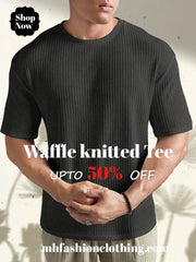 Dark grey Oversized Waffle Knit t shirt